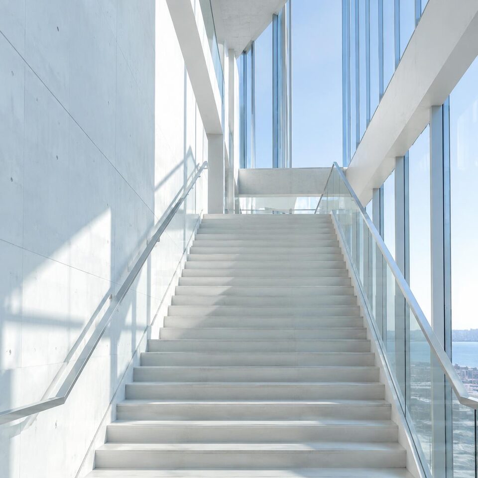 Bright architectural staircase in daylight